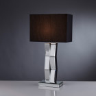 Lampe de table, pied miroir et abat-jour tissu noir