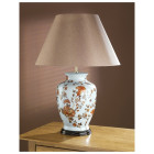 Lampe orange flowers, porcelaine, sans abat-jour