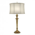 Lampe syracuse, laiton bruni avec abat-jour blanc perle