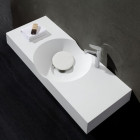 Lavabo suspendu rectangulaire - solid surface blanc mat - 100x48 cm - clas