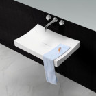 Lavabo suspendu rectangulaire - solid surface blanc mat - 68x45 cm - unic