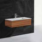 Lavabo suspendu rectangulaire - solid surface blanc mat - 90x50 cm - single