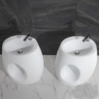 Lavabo totem ovale - solid surface blanc mat - 48x85 cm - wake