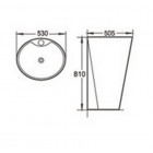 Lavabo totem rond - céramique blanc - 53x81 cm - star