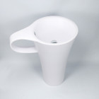 Lavabo totem tasse à café - solid surface blanc mat - 70x85 cm - cup