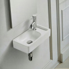 Lave main rectangulaire droite avec porte serviette - céramique blanc - 44x22 cm - pratic
