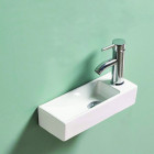 Lave main rectangulaire gain de place droite - céramique blanc - 38x15 cm - minimalist