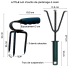 Little outils de jardinage à main fourche + cultivateurs 3 dents + griffe rotative