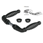Paire de poignées en zamac noir pour carré de 8mm, longu. 65mm locinox