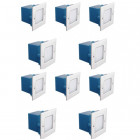 Lot de 10 appliques encastrables carré ip 54 0,6 watt pour extérieur - couleur - blanc chaud 3000°k
