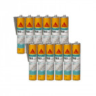 Lot de 12 mastics pour façades en béton et maçonnerie sika sikahyflex 160 construction - gris béton - 300ml