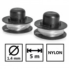 Lot de 2 bobines de fil nylon pour coupe bordure - longueur 5m - diamètre 1.4mm