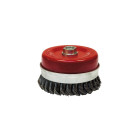 Brosse conique pour meuleuse fil acier torsadé 0.50 mm D. 65 mm M14 pour métal - Décapage extra dur - LEMAN - 530.065V
