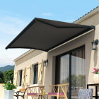 Store loggia louisa gris anthracite 3,00x2,00 ml manuel - toile unie gris s126, suns-54942321