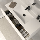 Meuble de salle de bain 100cm simple vasque - sans miroir - 2 tiroirs - blanc - luna