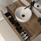 Meuble de salle de bain 120 avec plateau et vasque à poser - sans miroir - 2 tiroirs - tabaco (bois foncé) - luna
