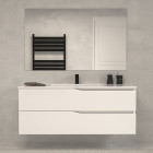 Meuble de salle de bain 120cm simple vasque - 2 tiroirs - blanc - luna