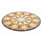 Tapis de salle de bain self-love jaune gris rond 80 cm