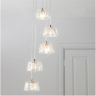 Magnifique lustre à suspension effet méduse de 92cm le long avec 5 abat-jours en verre à facettes