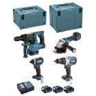 Makita kit dlx4104tj1 (dhp481 dhr243 dtd153 dga513 3 x 5,0 ah dc18rc makpac 3 makpac 4)