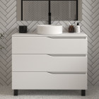 Meuble de salle de bain 100 avec plateau et vasque à poser - sans miroir - 3 tiroirs - blanc - mata