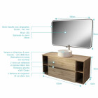 Meuble de salle de bains 120 cm - Décor chêne 2 tiroirs vasque blanche à poser et miroir LED 100x70 - TIMBER Aurlane - PACM845