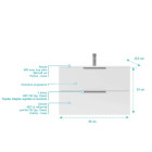 Meuble de salle de bains 60cm suspendu blanc 2 Tiroirs - Vasque blanche - ELEMENTARY Aurlane - LAV1091