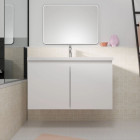 Meuble de salle de bains 80cm à suspendre Blanc 2 Portes - Vasque Blanche - ELEMENTARY Aurlane - LAV1037