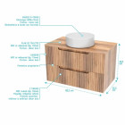 Meuble et colonne de salle de bains LEON 80cm - Façade ondulée - Vasque Ronde 36cm - LEON Aurlane - Couleur au choix
