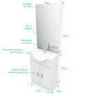 Meuble salle de bain blanc 60 cm sur pied + vasque céramique blanche + miroir applique LED - THRIFTY Aurlane - LAV300