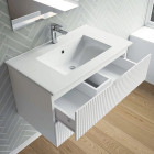 Meuble salle de bain simple vasque 80cm blanc MDF ondulé - MILO Aurlane - LAV1034