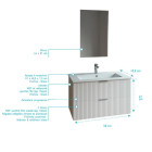 Meuble salle de bain simple vasque 80cm blanc MDF ondulé - MILO Aurlane - LAV1034