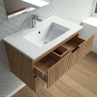 Meuble salle de bain simple vasque 80cm bois MDF ondulé - MILO Aurlane - LAV1033