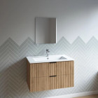 Meuble salle de bain simple vasque 80cm bois MDF ondulé - MILO Aurlane - LAV1033