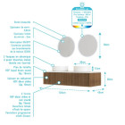 Meuble salle de bains 120 2 tiroirs décor chêne et Noir - Vasque et plan Blancs - Miroir LED 50 - YUKI Aurlane - PACM887