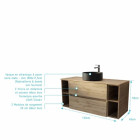 Meuble salle de bains 120 TIMBER Décor chêne 2 tiroirs - Vasque noire à poser Aurlane - PACM846