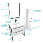 Meuble salle de bains 80 cm Vasque blanche Miroir Led et Colonne Blanc - STRUCTURA Aurlane - PACM013