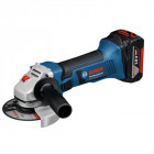 Meuleuse angulaire 18v sans fil gws 18-125 v-li bosch professional + 2 batteries lithium 4,0 ah + chargeur