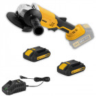 Meuleuse d'angle sans fil 20v vitopower + 2 batteries 4.0 ah + chargeur rapide