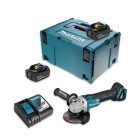 Meuleuse Ø 125 mm 18 V Li-Ion -MAKITA - avec 2 batteries 4Ah 18V - chargeur - MAKPAC - DGA504RMJ