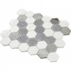Mosaïque travertin - mix gris - hexagones