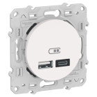 Odace - prise usb double - type a+c - blanc - 5 vcc - 2,4a (s520401)