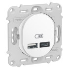 Ovalis - prise usb double - type a+c - blanc - mécanisme + plaque - 5vcc - 2,4a (s260401)