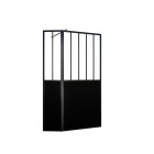 Paroi de douche façon verrière avec volet pivotant - 90+40x200 cm - verre transparent et noir Aurlane - FAC933