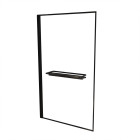 Pare baignoire rabattable 75x130 cm en verre trempé - porte-serviette et etagère noir mat Aurlane - FAC1012