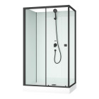 Cabine de douche rectangulaire 110x80x197 cm - porte coulissante - fonds blancs & profilés noir mat Aurlane - CAB287