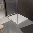 Receveur blanc effet granite en résine epoxy 80x120x3 cm + grille linéaire gun metal Aurlane - PACR283