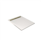 Receveur blanc effet granite en résine epoxy 90x120x3 cm + grille linéaire or brossé Aurlane - PACR289