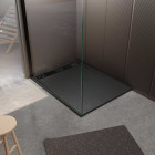 Receveur noir effet granite en résine epoxy 90x120x3 cm + grille linéaire noire Aurlane - PACR266