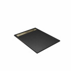 Receveur noir effet granite en résine epoxy 90x120x3 cm + grille linéaire or brossé Aurlane - PACR269